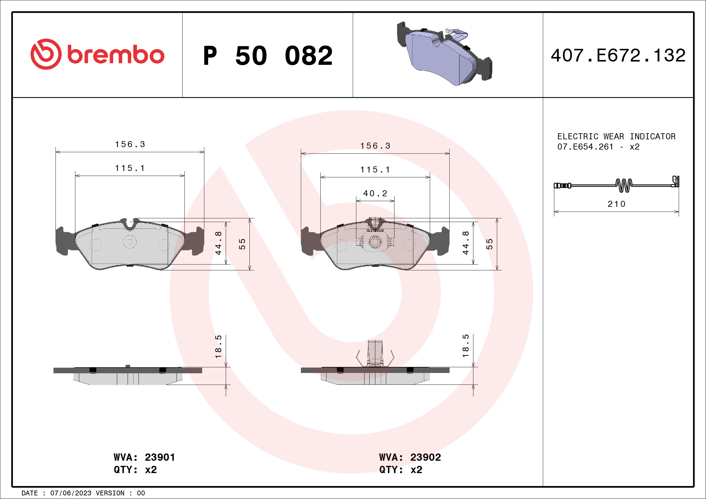 Brake Pad Set, disc brake (Rear axle)  Art. P50082