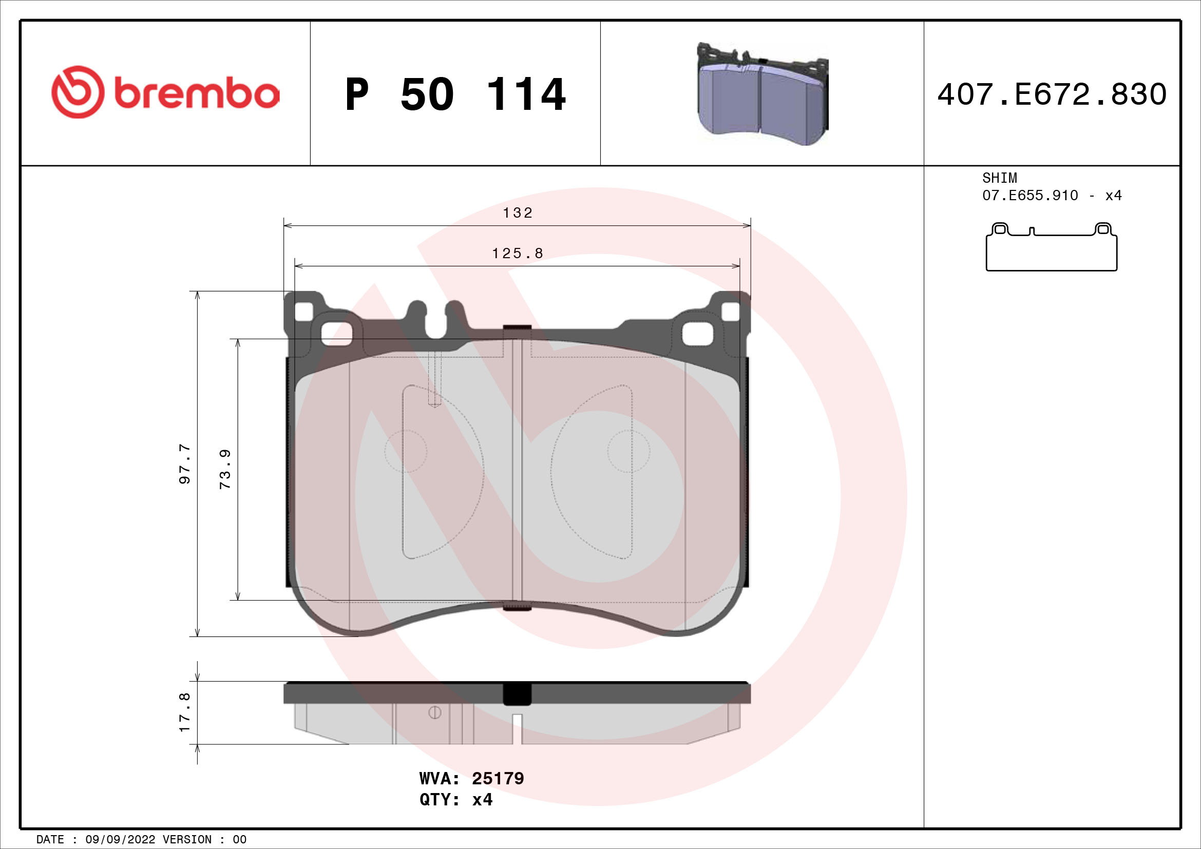 Brake Pad Set, disc brake (Front axle)  Art. P50114