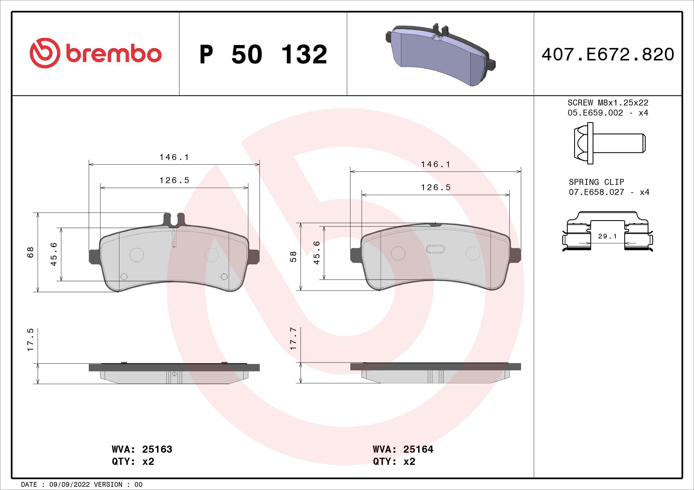 Brake Pad Set, disc brake (Disc brake)  Art. P50132