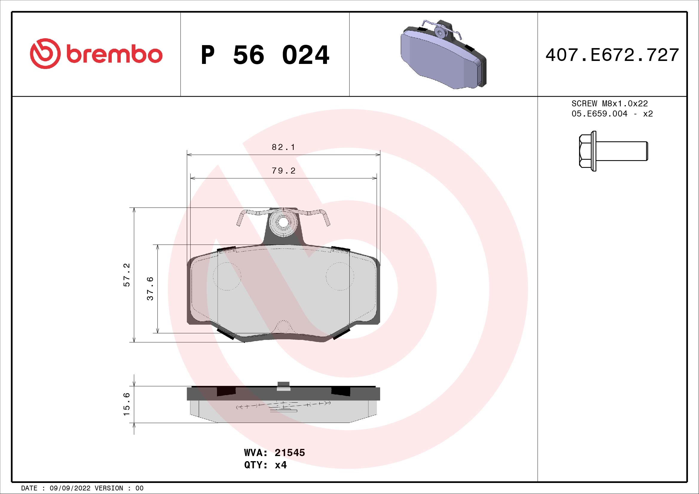 Brake Pad Set, disc brake (Rear axle)  Art. P56024