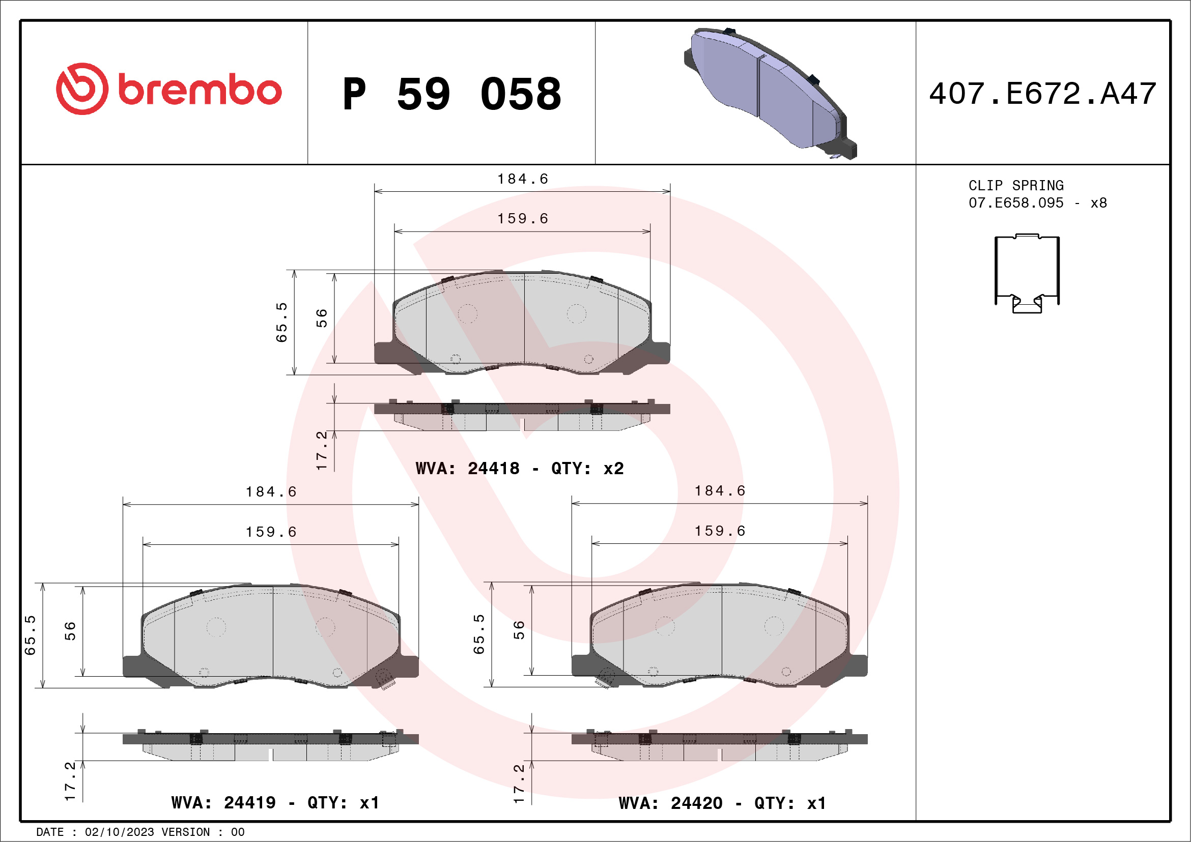 Brake Pad Set, disc brake (Front axle)  Art. P59058