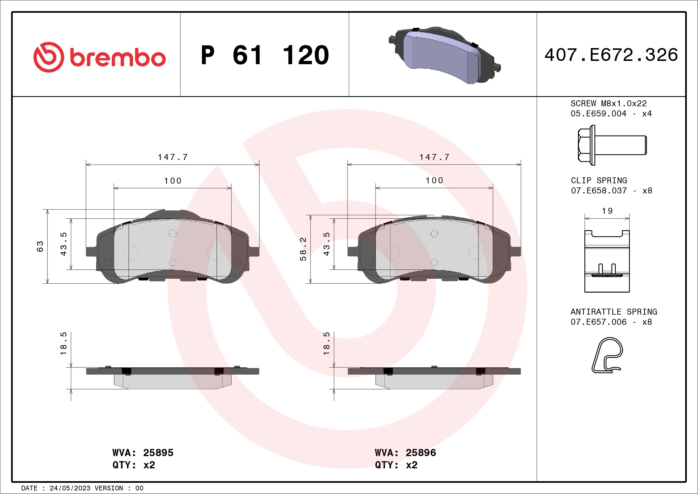 Brake Pad Set, disc brake (Front axle)  Art. P61120