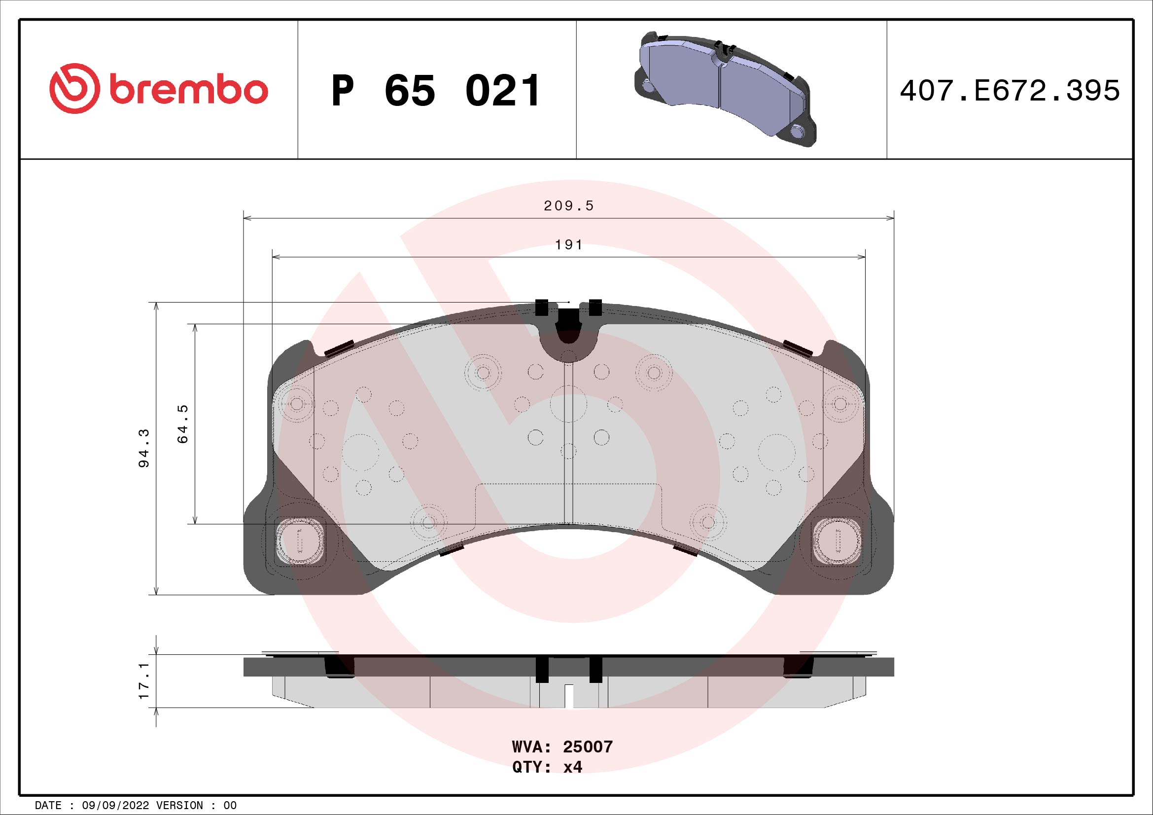 Brake Pad Set, disc brake (Front axle)  Art. P65021