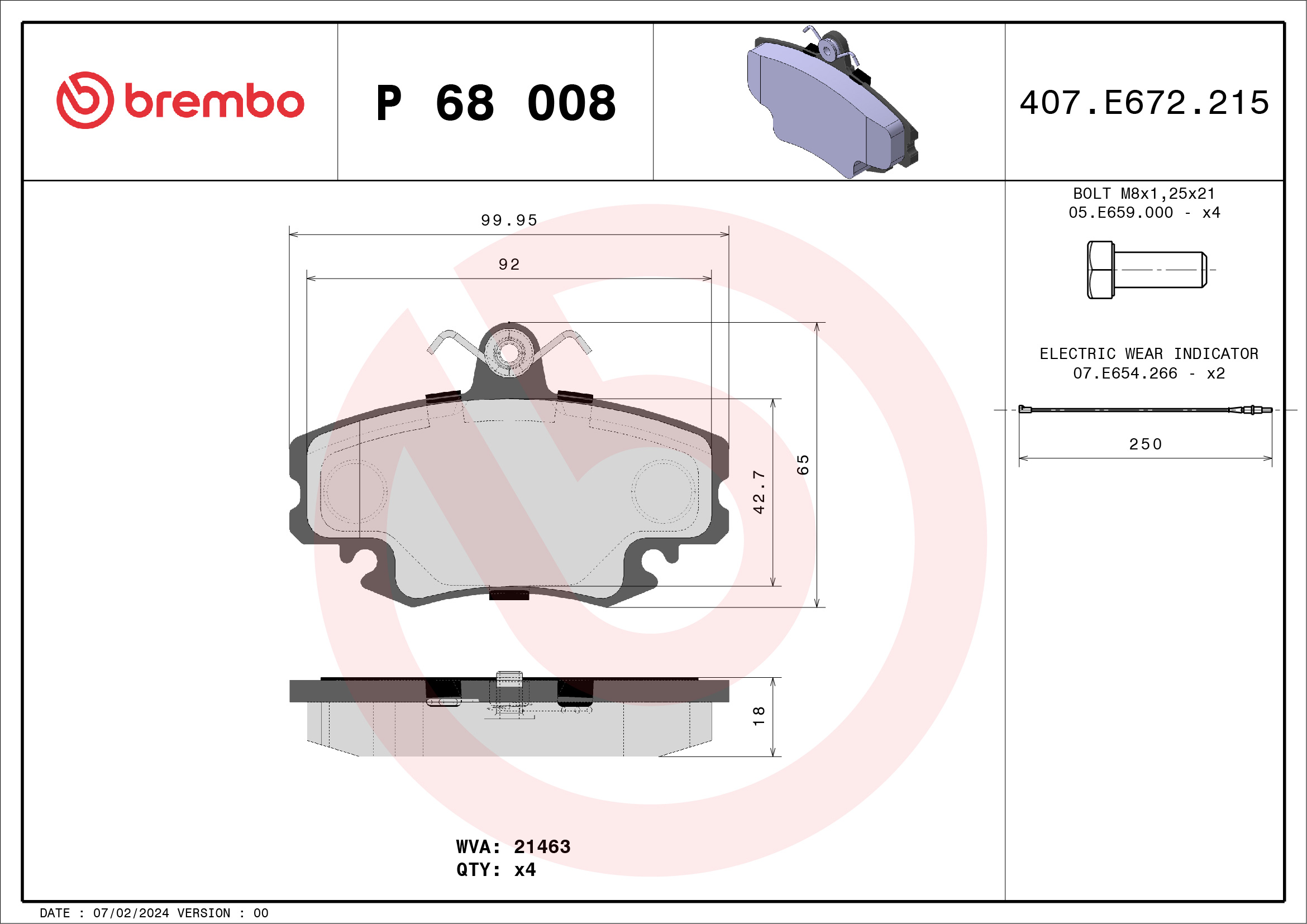 Brake Pad Set, disc brake (Front axle)  Art. P68008