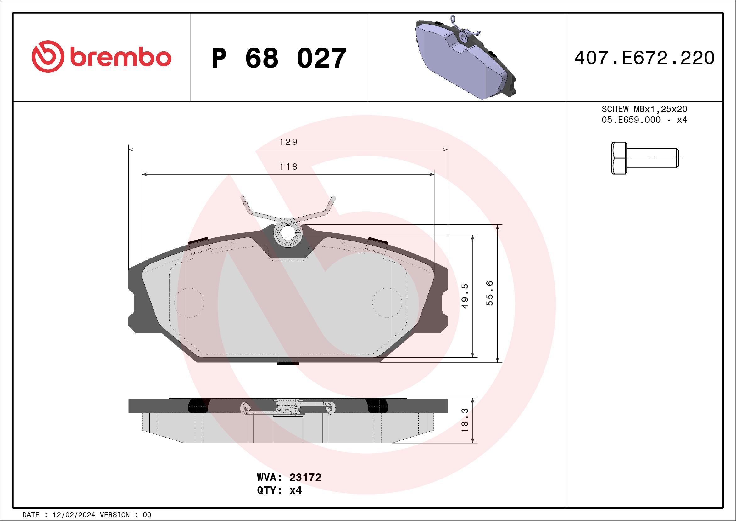 Brake Pad Set, disc brake (Front axle)  Art. P68027