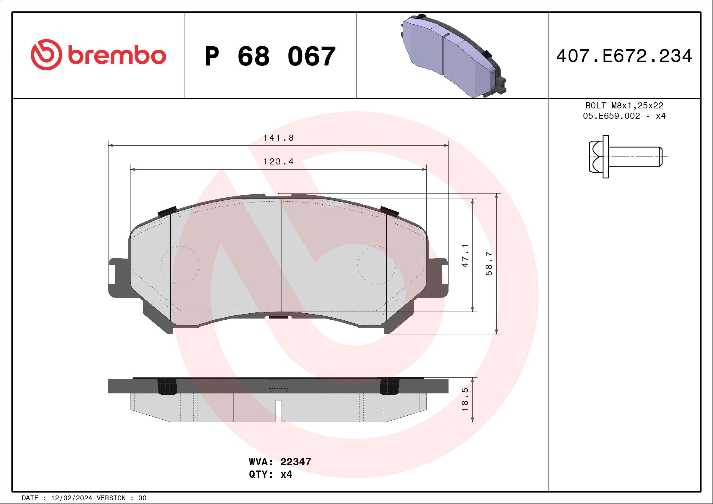 Brake Pad Set, disc brake (Front axle)  Art. P68067