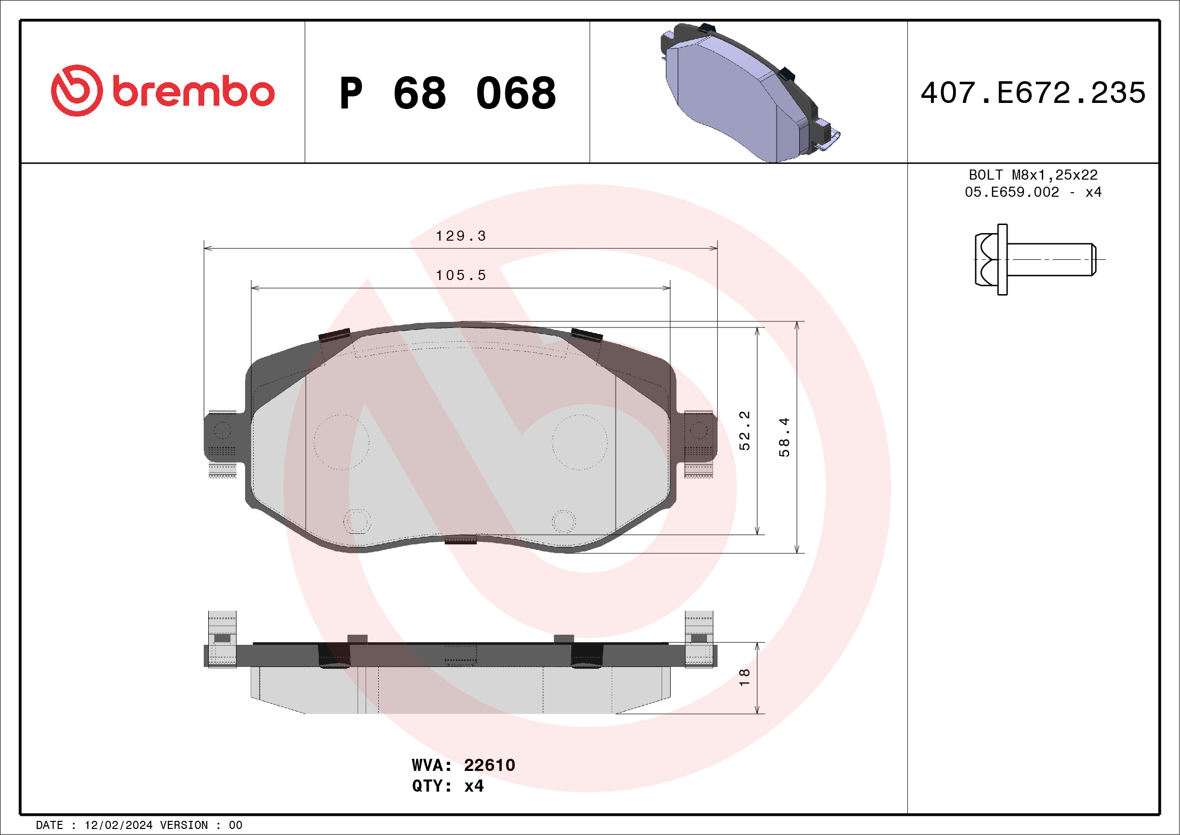 Brake Pad Set, disc brake (Front axle)  Art. P68068