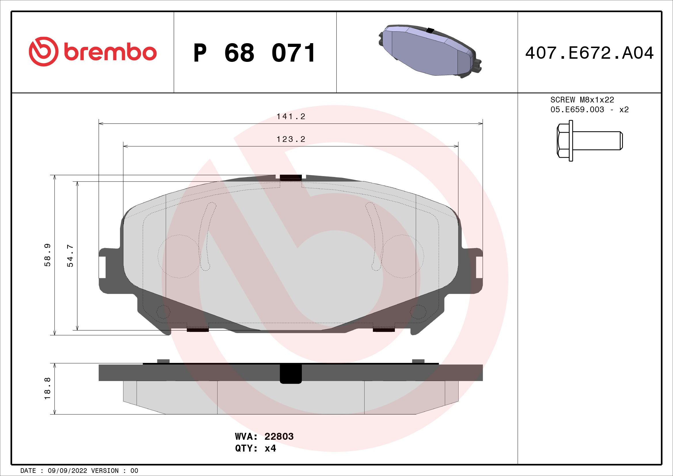 Brake Pad Set, disc brake (Front axle)  Art. P68071