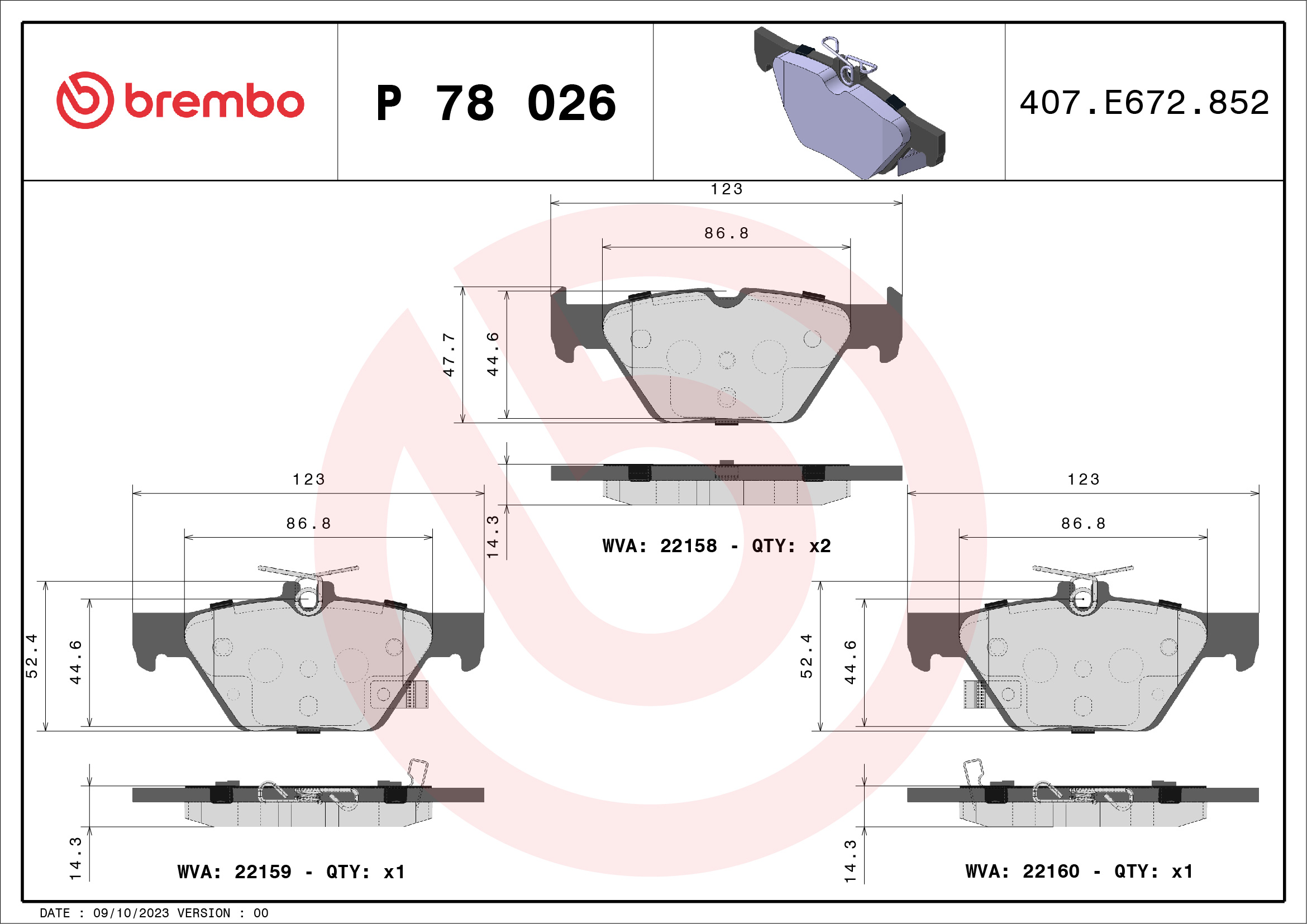 Brake Pad Set, disc brake (Rear axle)  Art. P78026