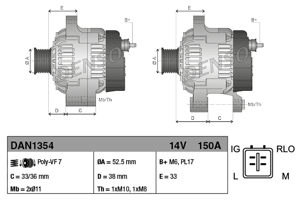 Alternator  Art. DAN1354