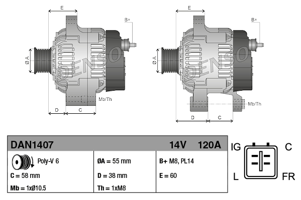 Alternator  Art. DAN1407