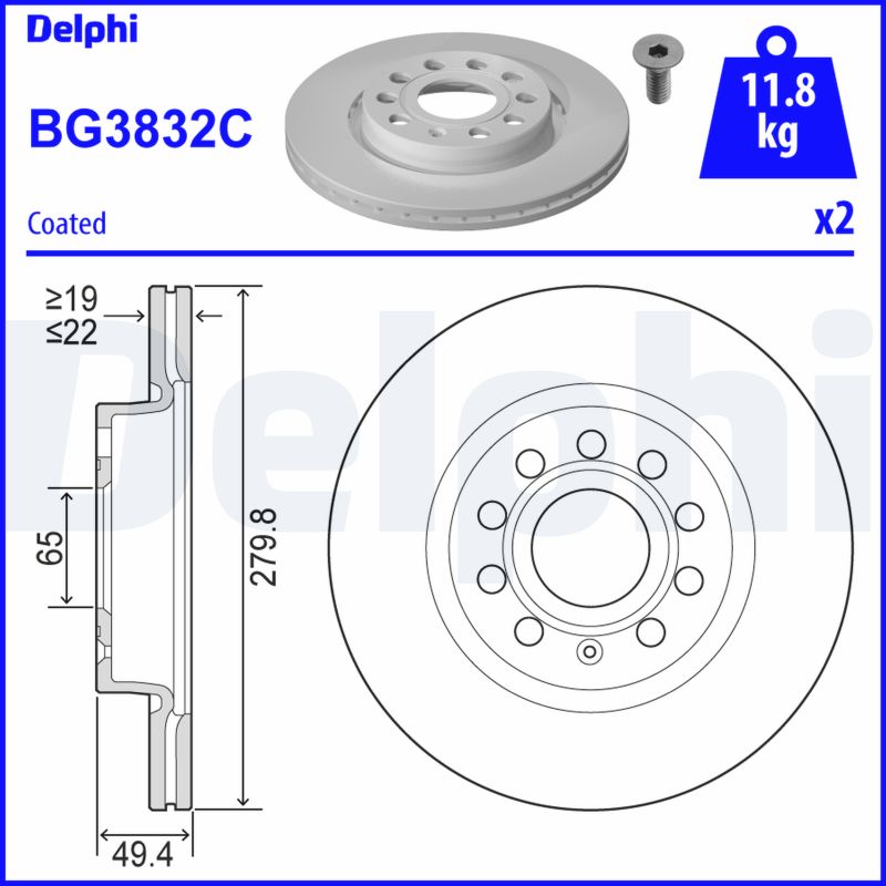 Brake Disc (Front axle)  Art. BG3832C