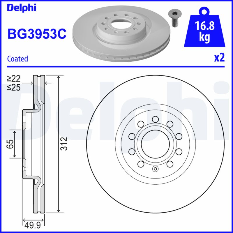 Brake Disc (Front axle)  Art. BG3953C