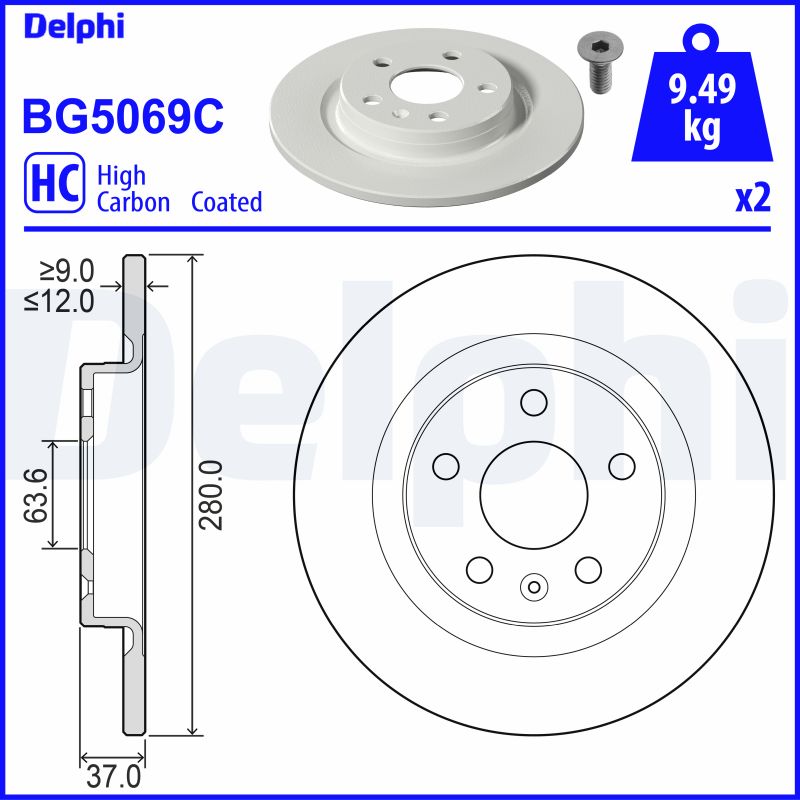 Brake disc 2 pcs  Art. BG5069C