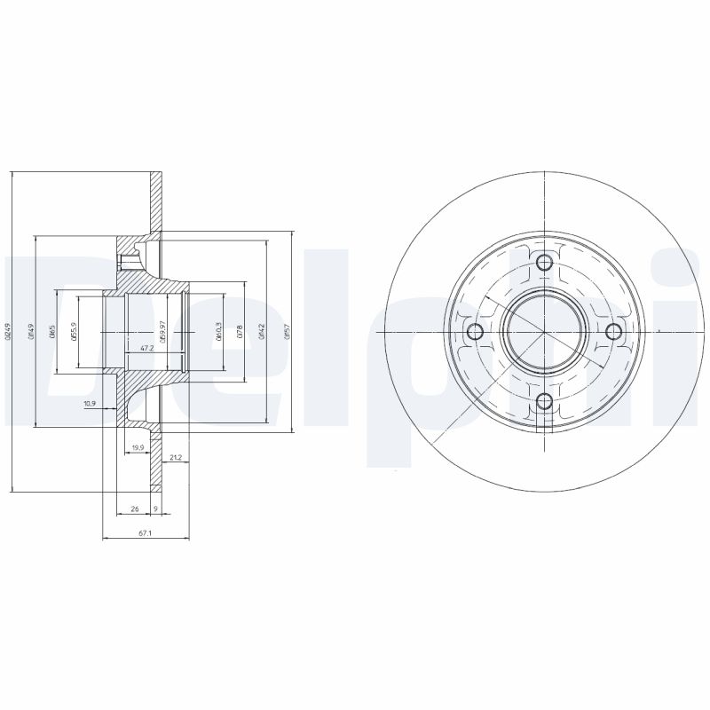 Brake Disc (Rear axle, Left, Right, Right, Rear axle, Left)  Art. BG9021RS