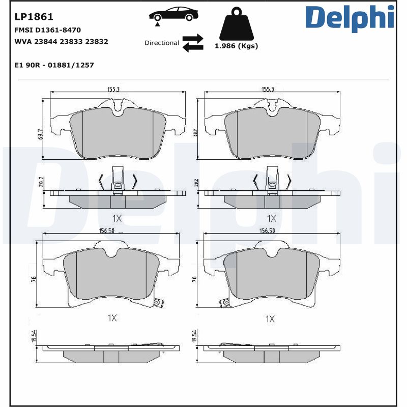 Brake Pad Set, disc brake (Front axle)  Art. LP1861