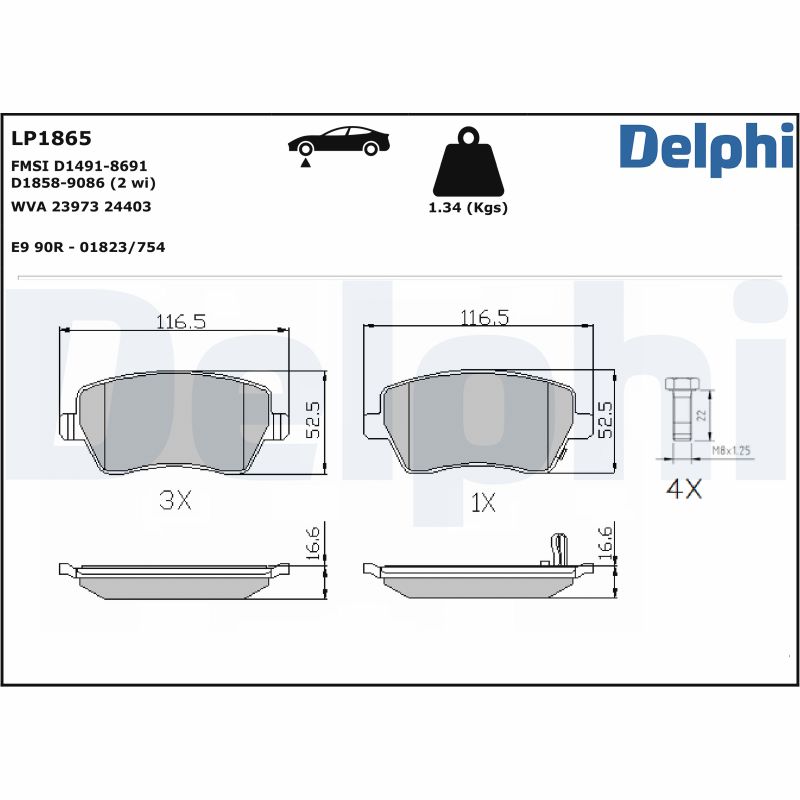 Brake Pad Set, disc brake (Front axle)  Art. LP1865