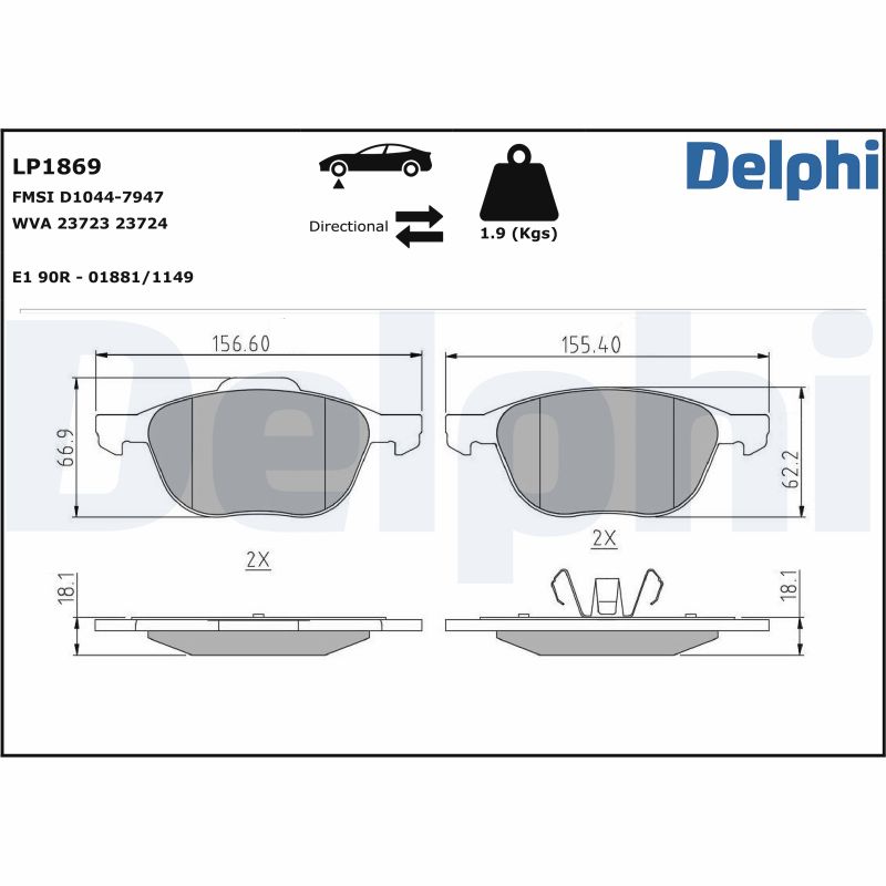 Brake Pad Set, disc brake (Front axle)  Art. LP1869