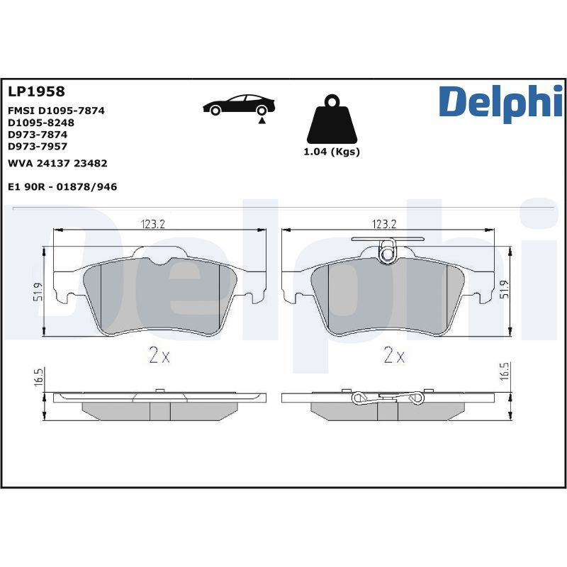 Brake Pad Set, disc brake (Rear axle)  Art. LP1958