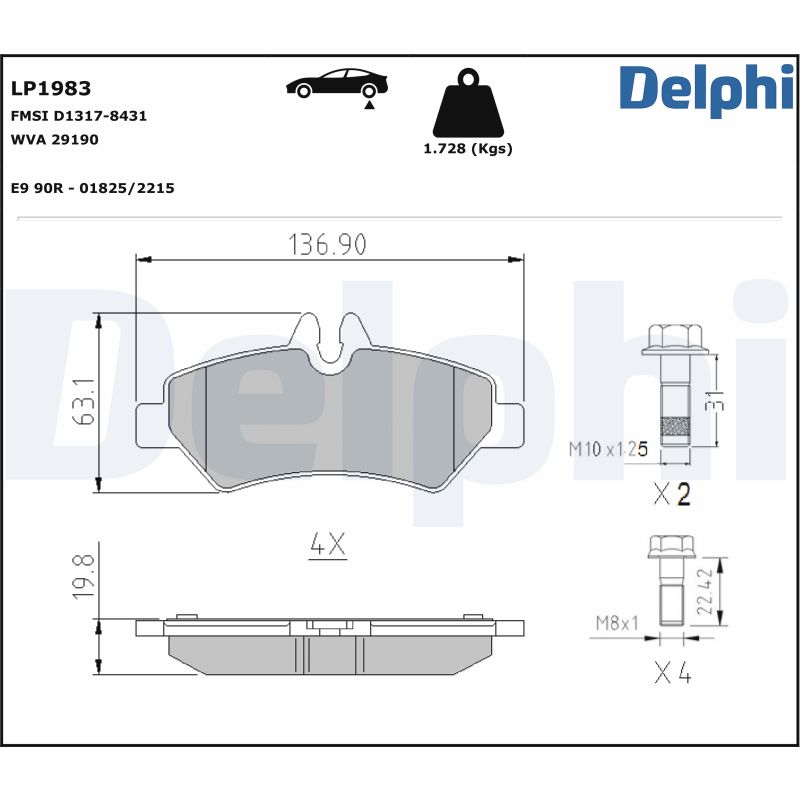 Brake Pad Set, disc brake (Rear axle)  Art. LP1983