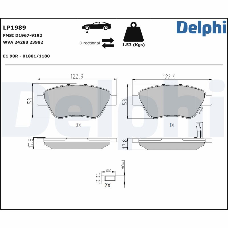 Brake Pad Set, disc brake (Front axle)  Art. LP1989