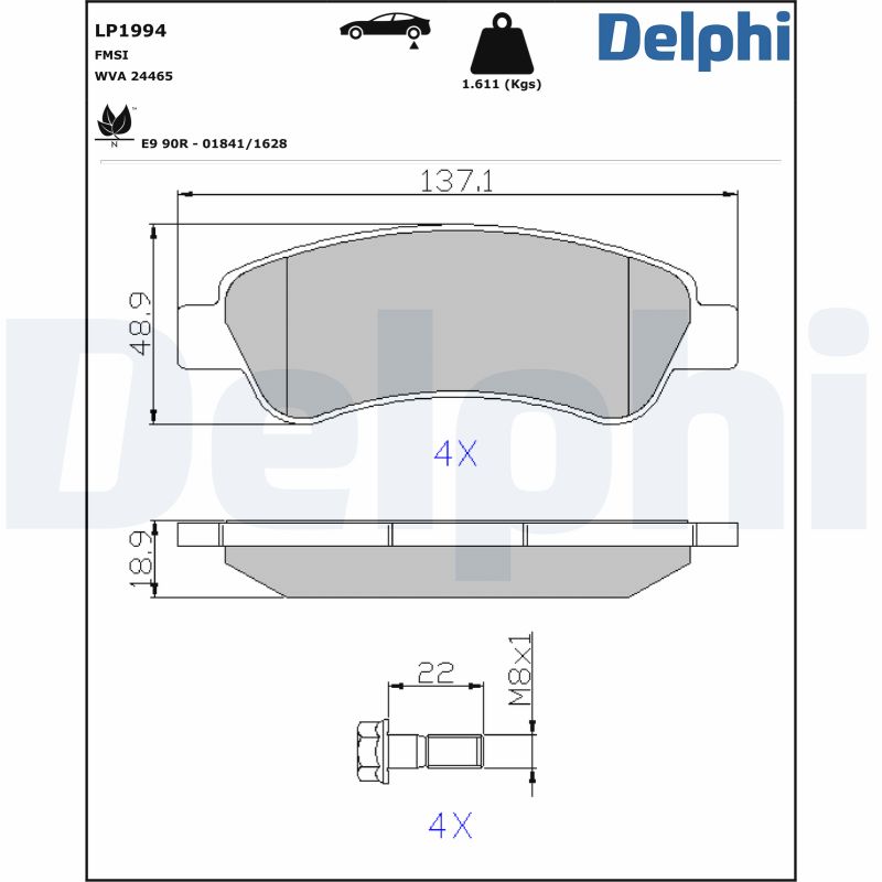 Brake Pad Set, disc brake (Rear axle)  Art. LP1994