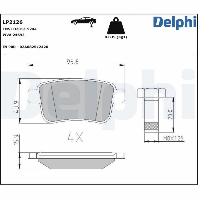 Brake Pad Set, disc brake (Rear axle)  Art. LP2126