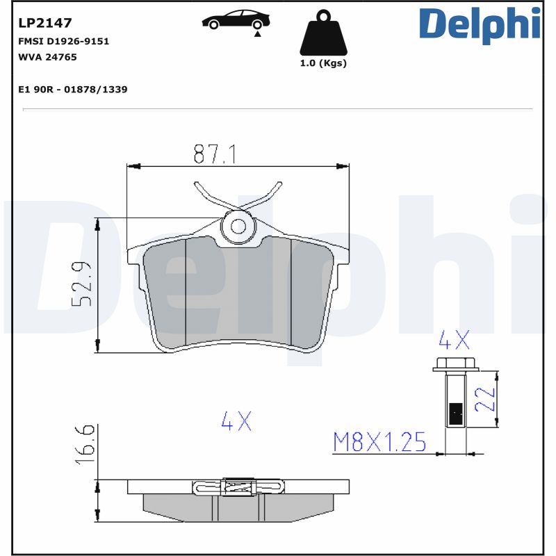 Brake Pad Set, disc brake (Rear axle)  Art. LP2147