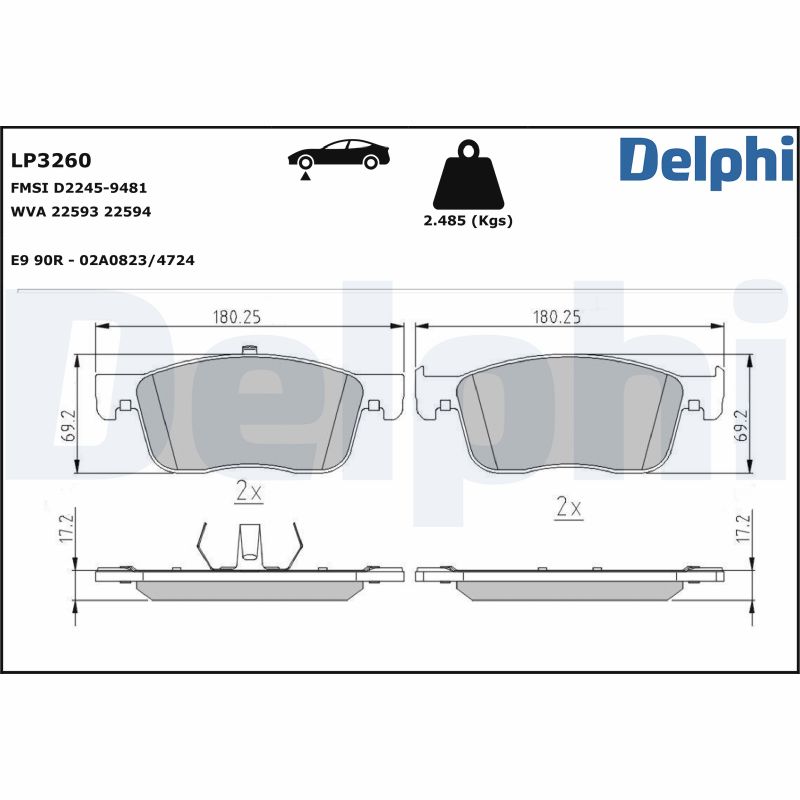 Brake Pad Set, disc brake (Front axle)  Art. LP3260