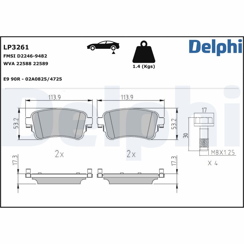 Brake Pad Set, disc brake (Rear axle)  Art. LP3261