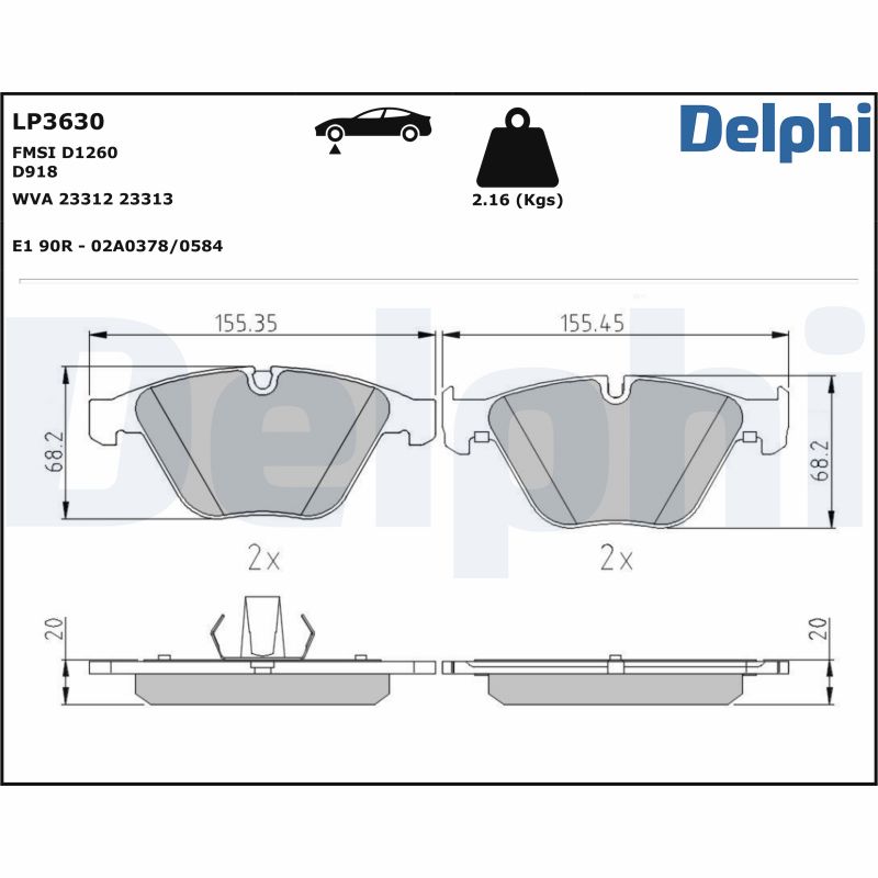 Brake Pad Set, disc brake (Front axle)  Art. LP3630