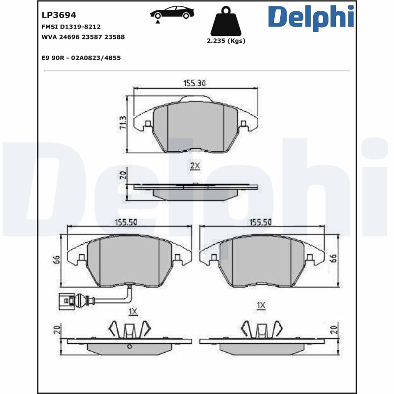 Brake Pad Set, disc brake (Front axle)  Art. LP3694