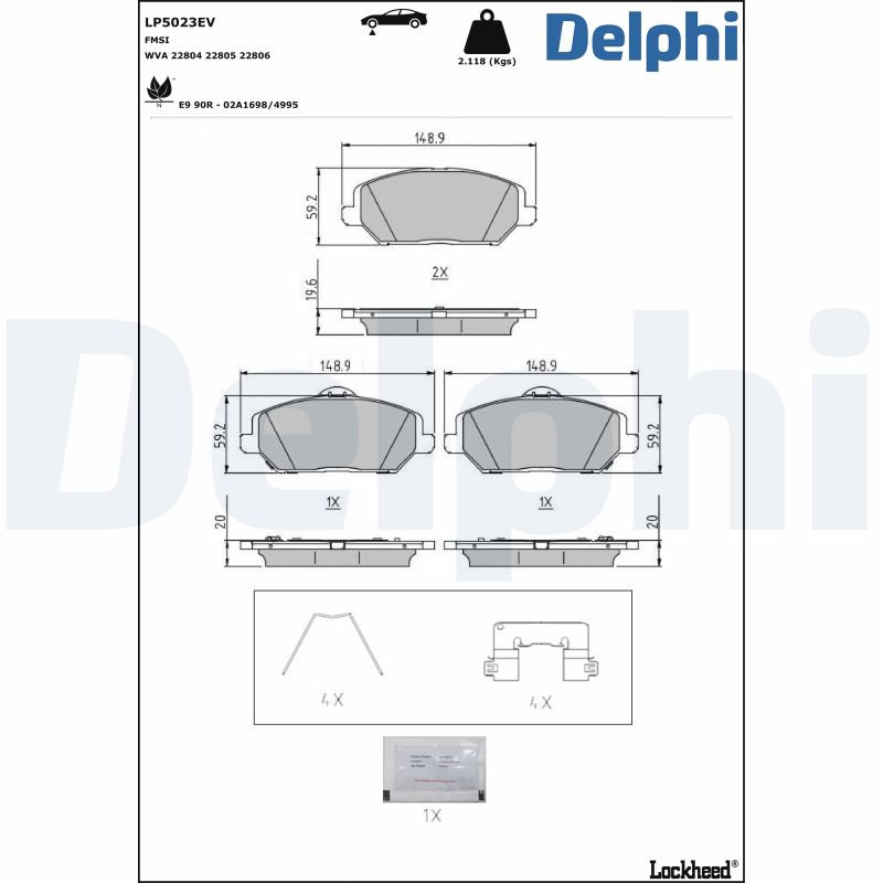 Brake pad, disc brake (Front axle)  Art. LP5023EV