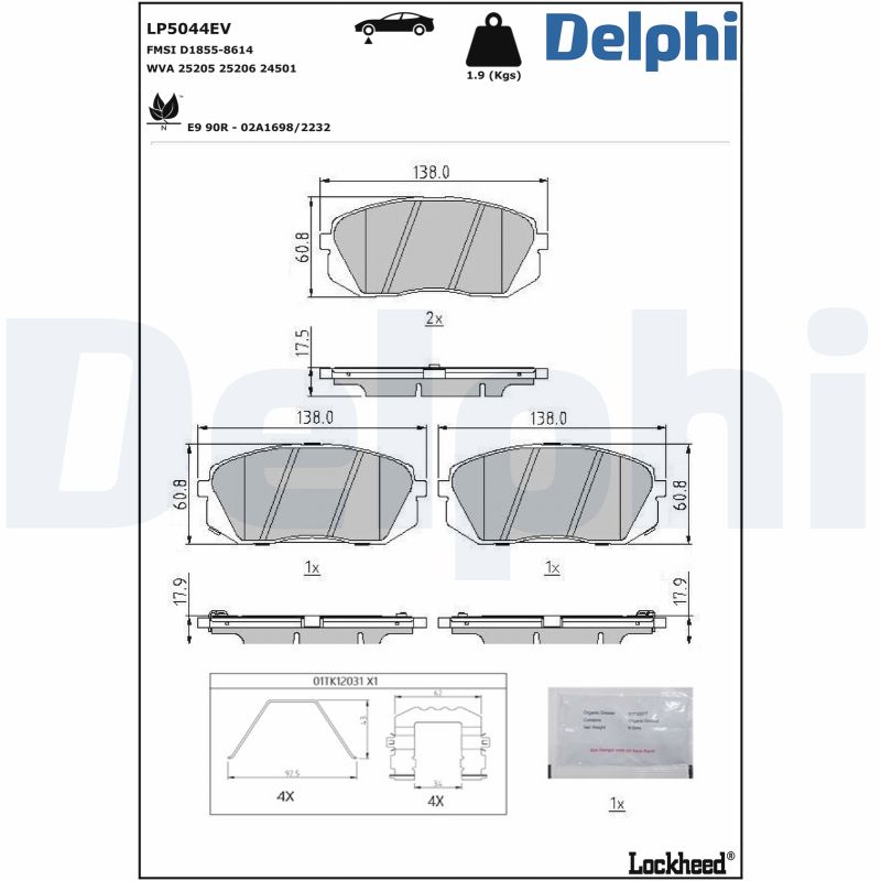 Brake Pad Set, disc brake (Front axle)  Art. LP5044EV