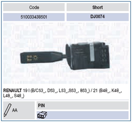 Steering Column Switch (Black)  Art. 510033438501