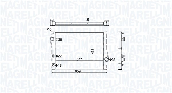 Radiator, engine cooling (598X445X40 mm)  Art. 350213163500