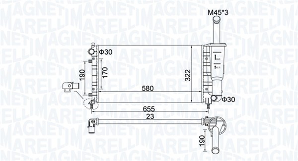 Radiator, engine cooling (Gear side)  Art. 350213183600