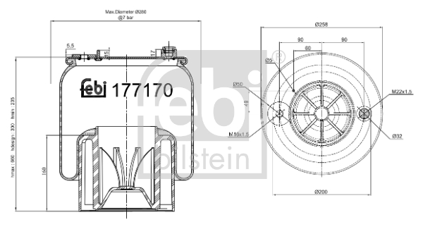 Bellow, air suspension  Art. 177170