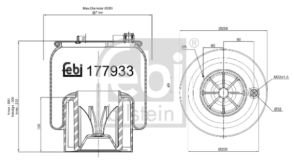 Bellow, air suspension  Art. 177933