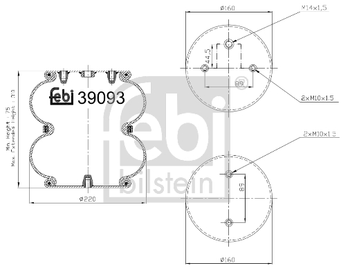 Metal bellows, air suspension (Rear axle, both sides)  Art. 39093