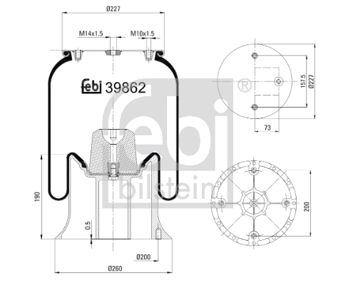 Metal bellows, air suspension (Rear axle, both sides)  Art. 39862