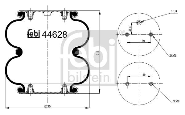 Metal bellows, air suspension (Rear axle, both sides)  Art. 44628