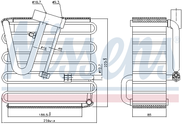 Evaporator, air conditioning (225 X 224 X 85 mm)  Art. 92022