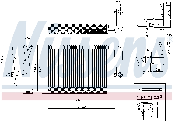 Evaporator, air conditioning (305 - 207 - 50)  Art. 92327