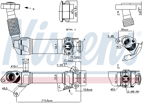 Cooler, exhaust gas recirculation  Art. 989281