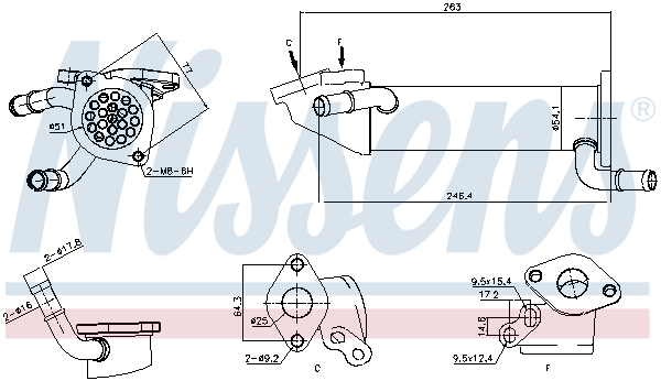 Cooler, exhaust gas recirculation  Art. 989282