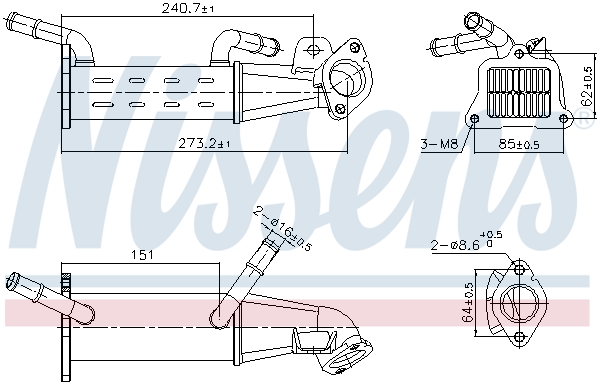 Cooler, exhaust gas recirculation  Art. 989451