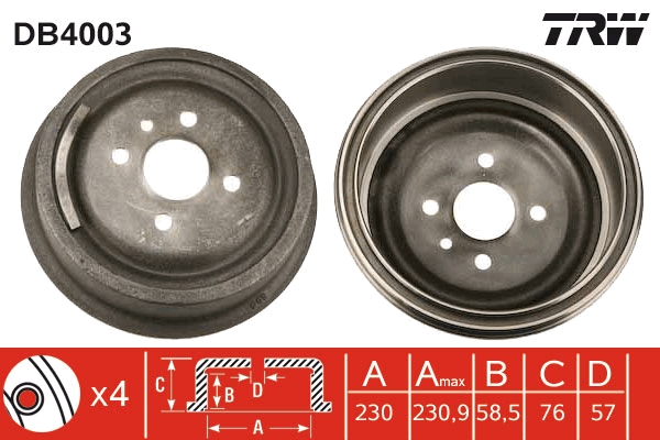 Brake Drum (Rear axle)  Art. DB4003