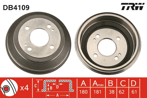 Brake Drum (Rear axle)  Art. DB4109