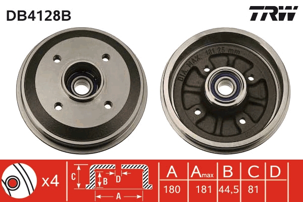 Brake Drum (Rear axle)  Art. DB4128B